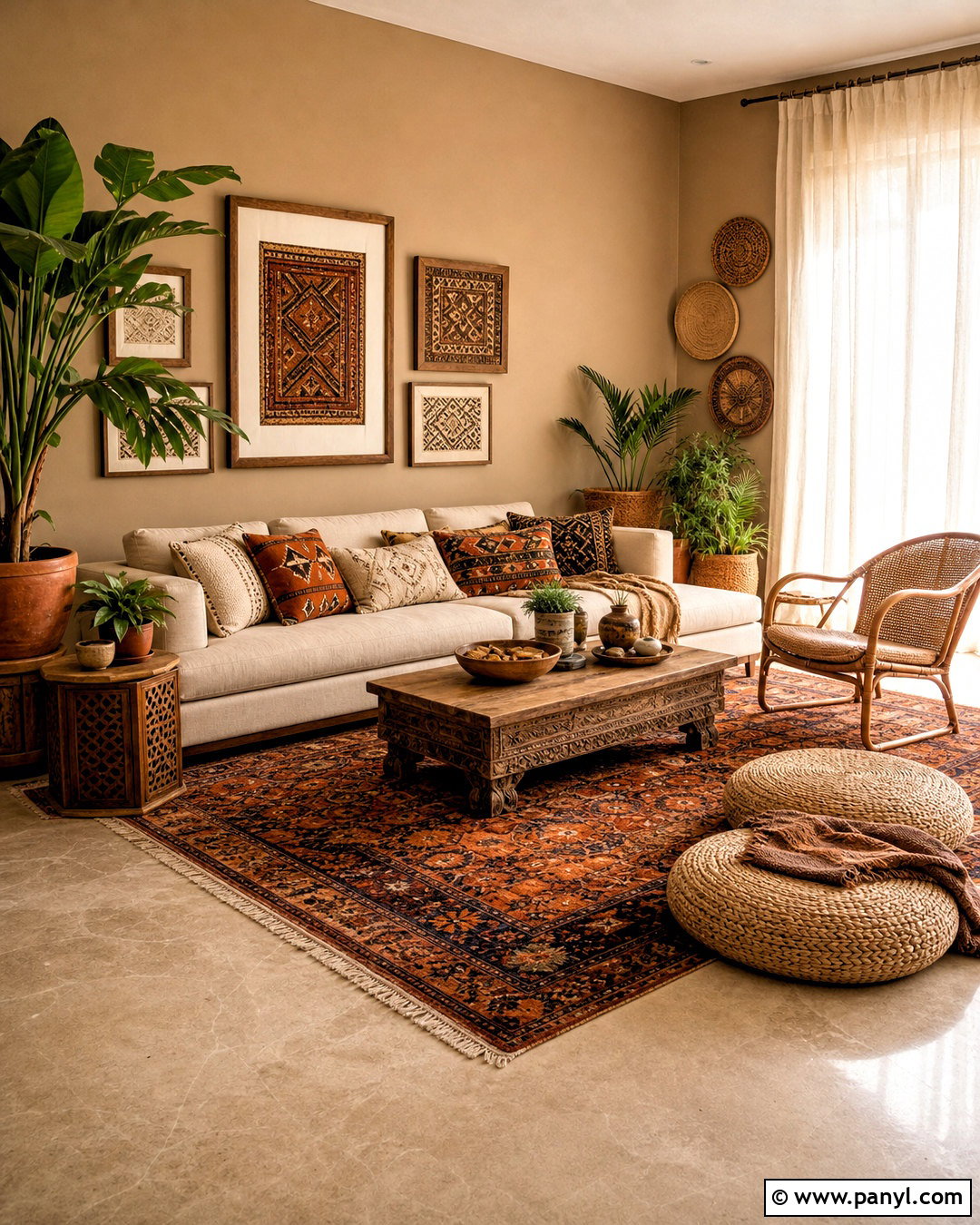 Light Brown Living Room Walls With Boho Decor - 20 light brown living room walls