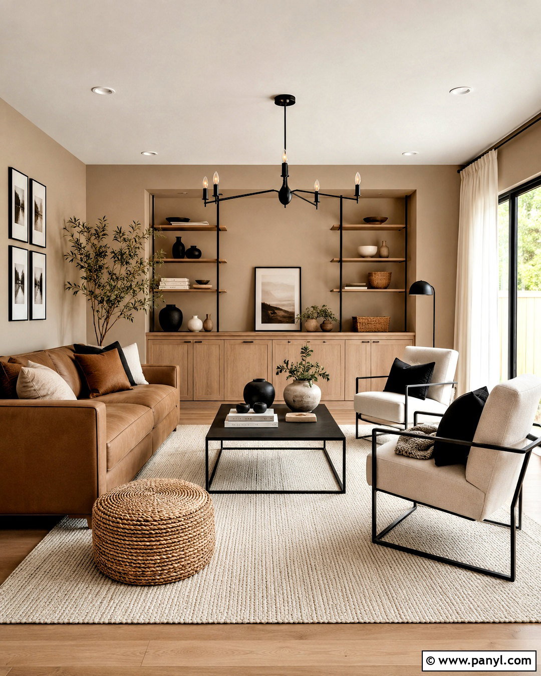 Light Brown Living Room With Black Accents - 20 light brown living room ideas