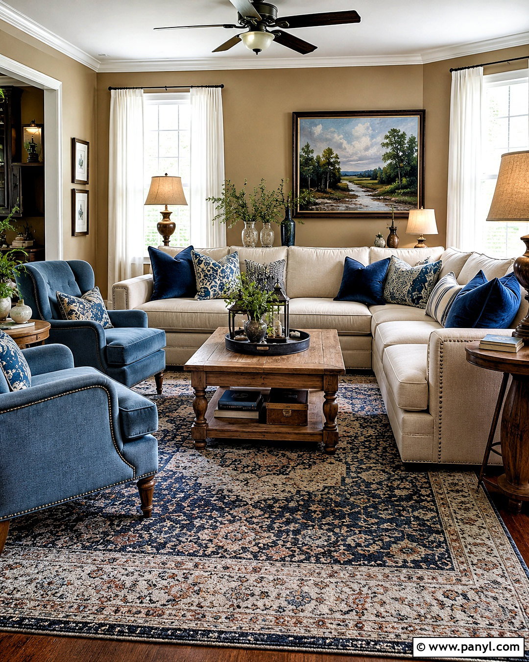 Light Brown Living Room With Blue Accents - 20 light brown living room ideas