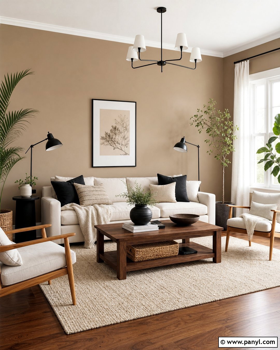 Light Brown Living Room With Cream Sofa - 35 Light Brown Wall Paint Ideas