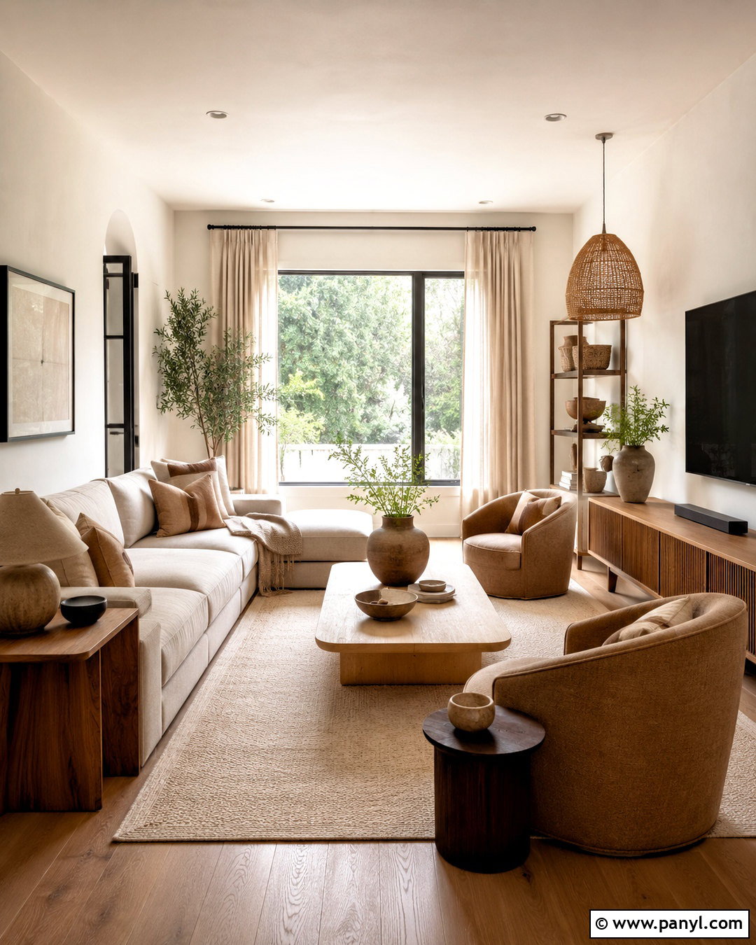 Light Brown Living Room With Natural Wood - 20 light brown living room ideas