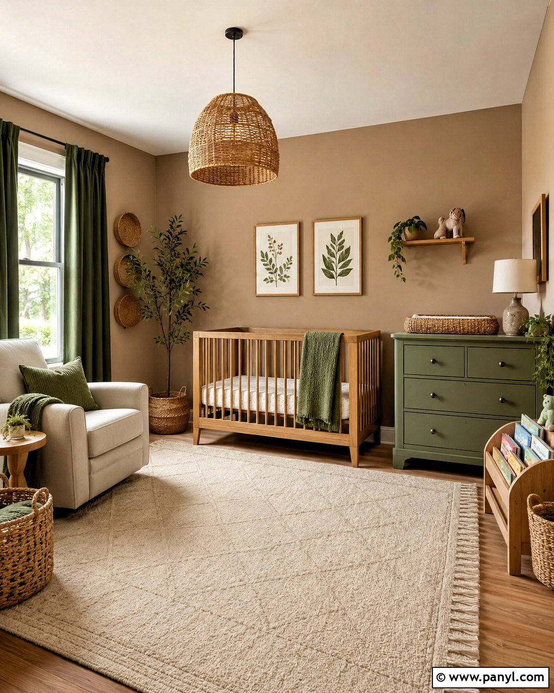Light Brown Nursery With Muted Green Decor - 20 light brown wall ideas