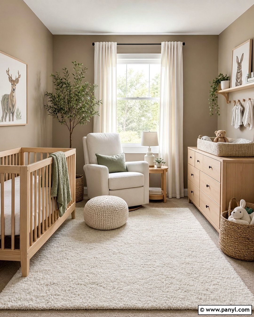 Light Brown Nursery With Sage Green Accents - 35 Light Brown Wall Paint Ideas