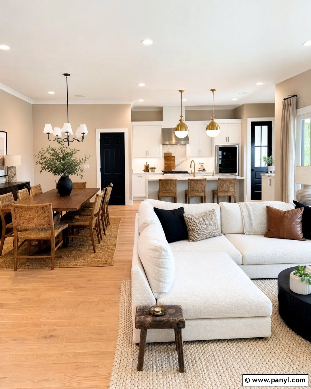 Light Brown Open-Concept Room - 35 Light Brown Wall Paint Ideas
