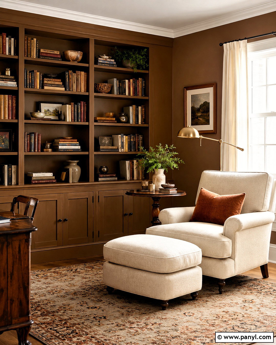 Light Brown Reading Room With Built-In Shelves - 20 light brown room ideas