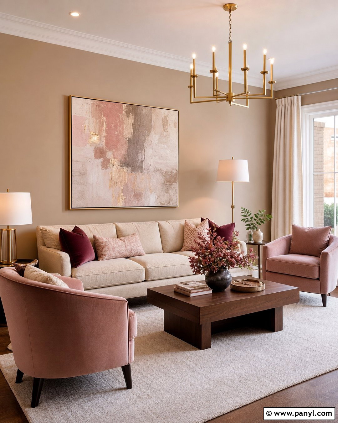 Light Brown Walls With Blush Pink Decor - 35 light brown walls