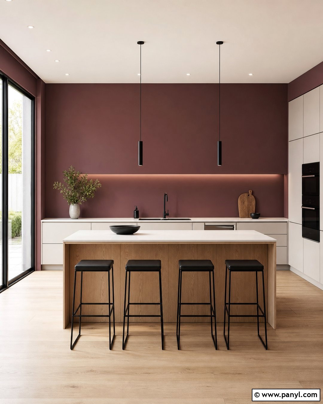 Light Burgundy Kitchen Walls In A Modern Kitchen - 20 light burgundy kitchen walls