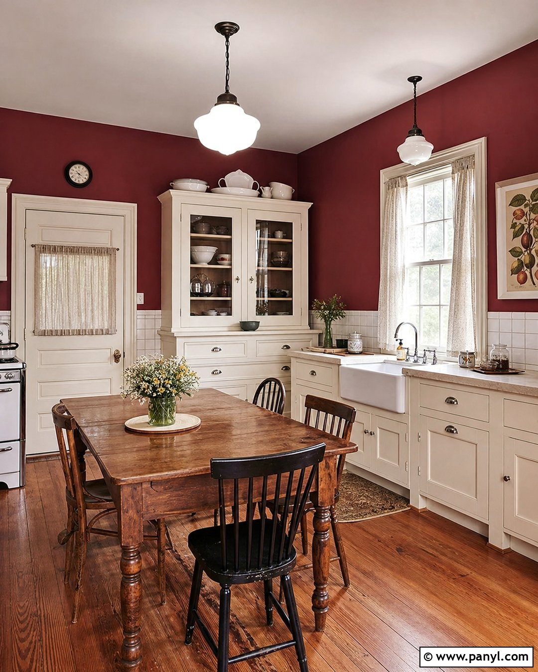 Light Burgundy Kitchen Walls In A Vintage Kitchen - 20 light burgundy kitchen walls