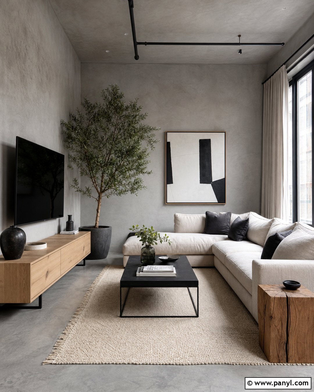 Light Concrete Gray Living Room - 20 Paint Color That Looks Like Concrete Ideas