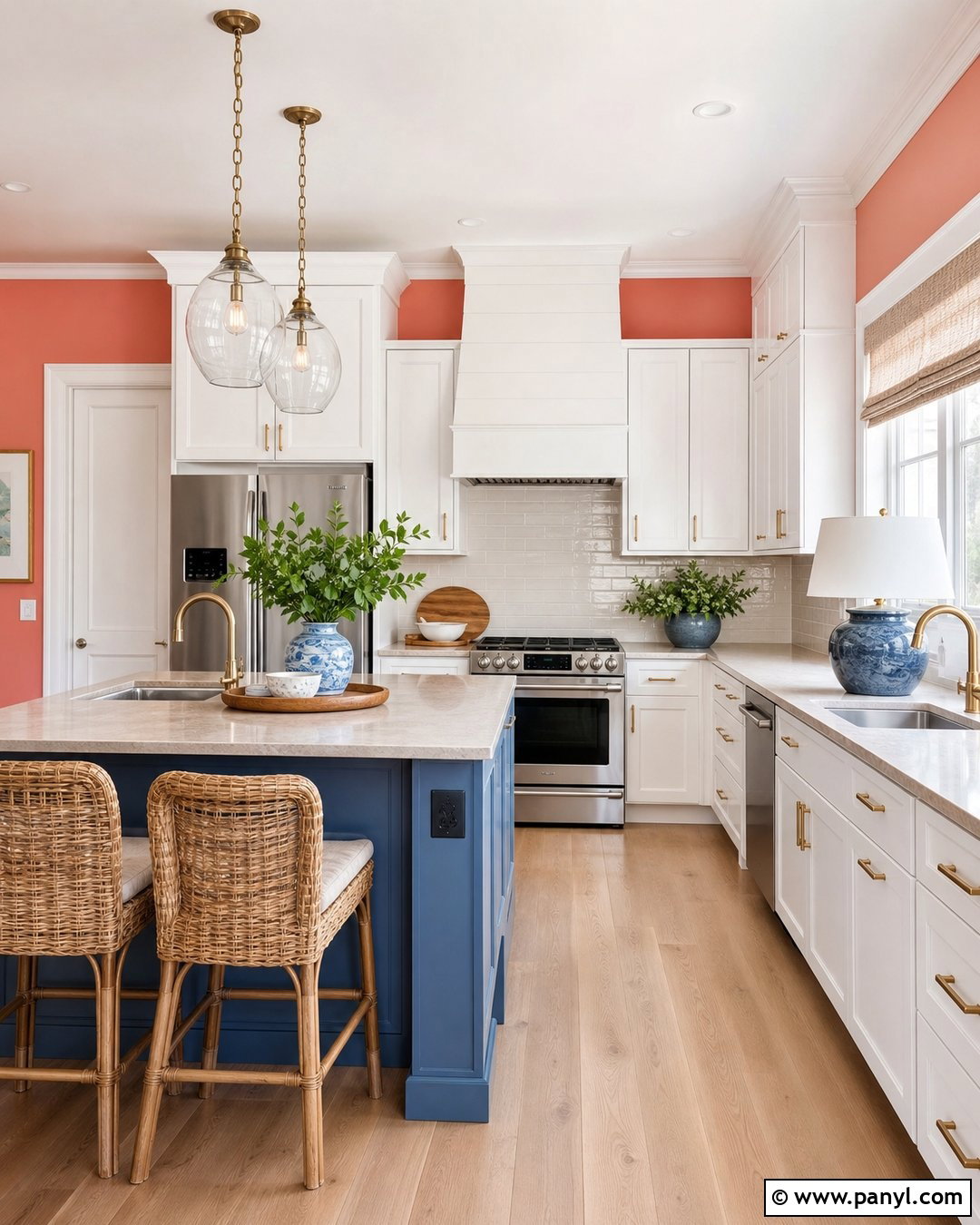 Light Coral Walls In A Coastal Kitchen - 20 Light Coral Kitchen Walls