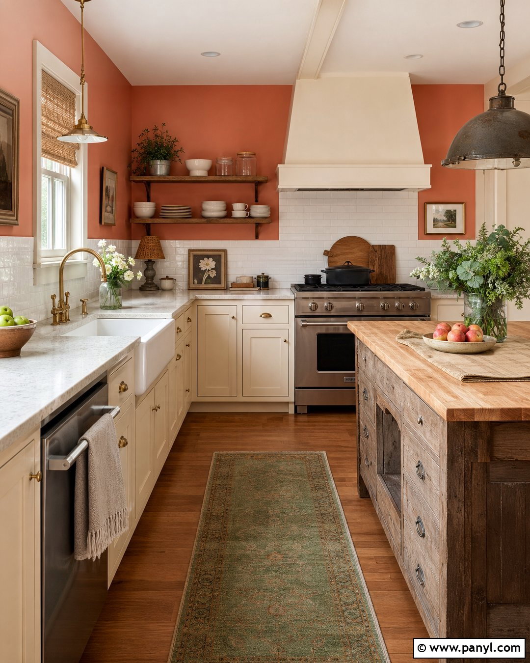 Light Coral Walls In A Farmhouse Kitchen - 20 Light Coral Kitchen Walls