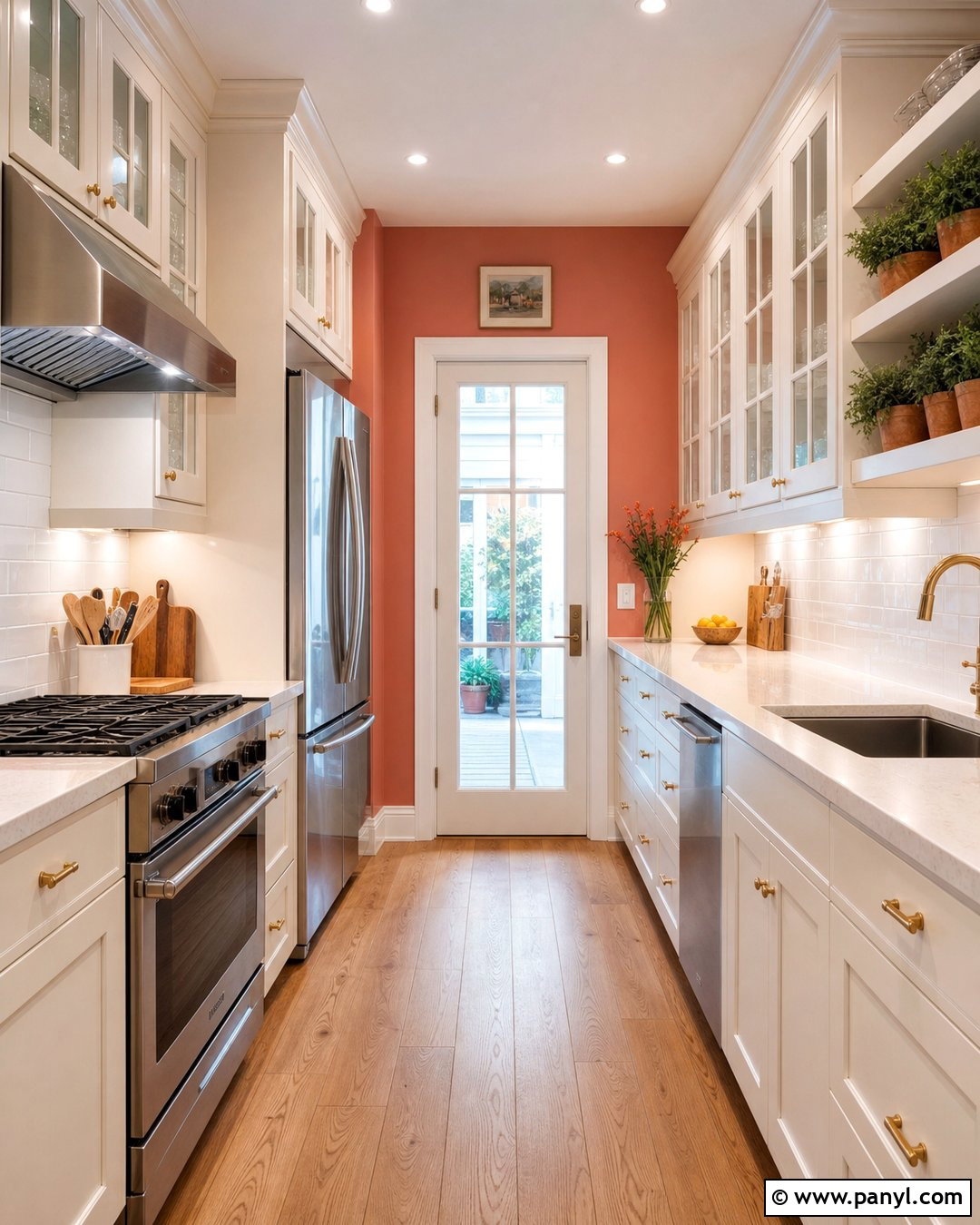 Light Coral Walls In A Galley Kitchen - 20 Light Coral Kitchen Walls