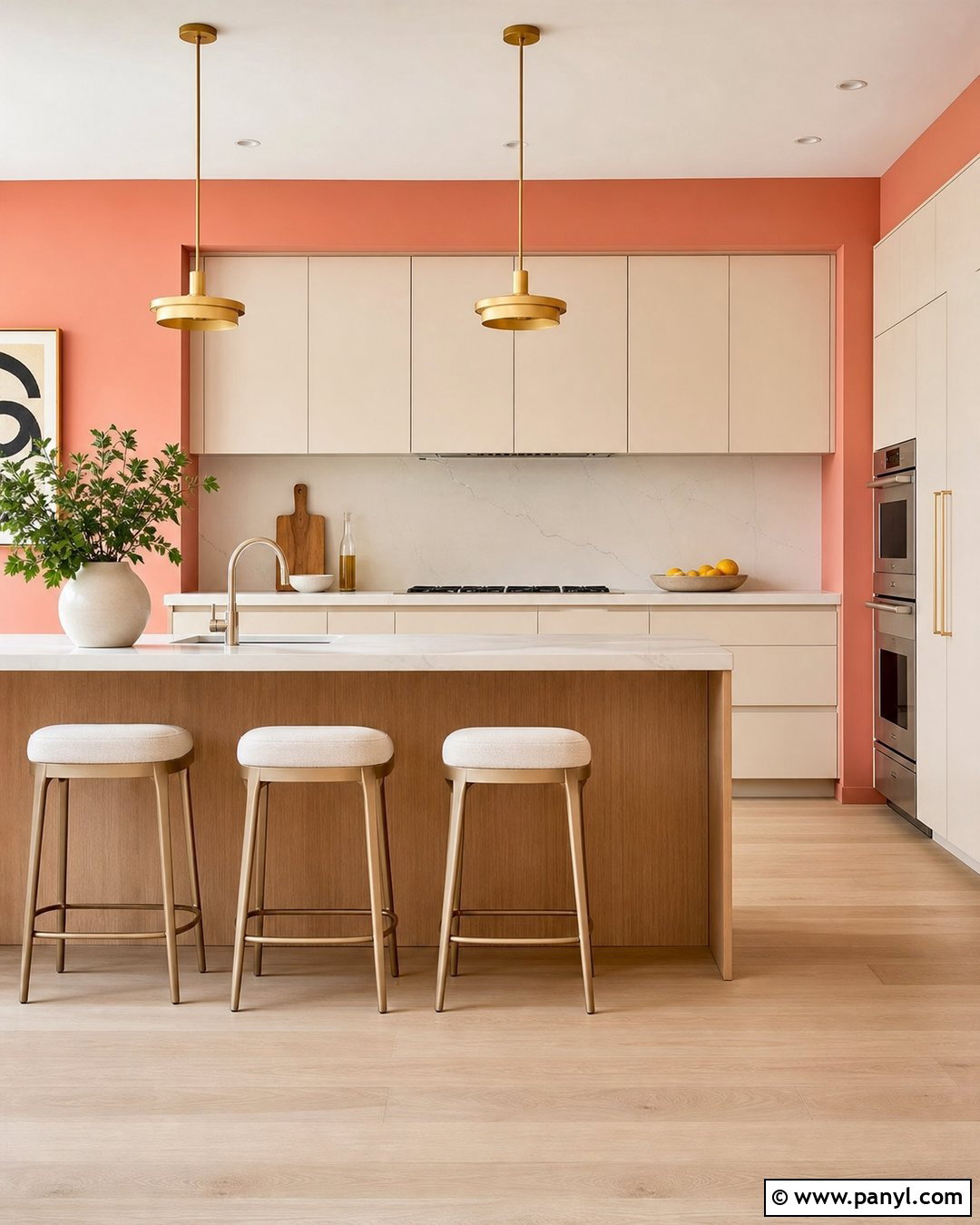 Light Coral Walls In A Modern Kitchen - 20 Light Coral Kitchen Walls