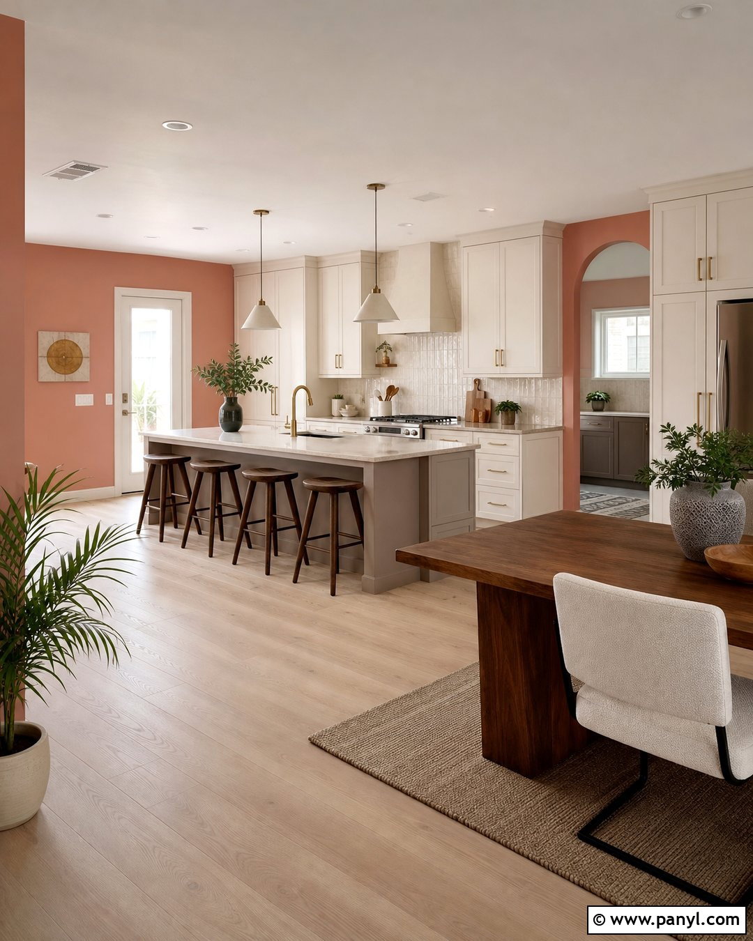 Light Coral Walls With Light Wood Flooring - 20 Light Coral Kitchen Walls