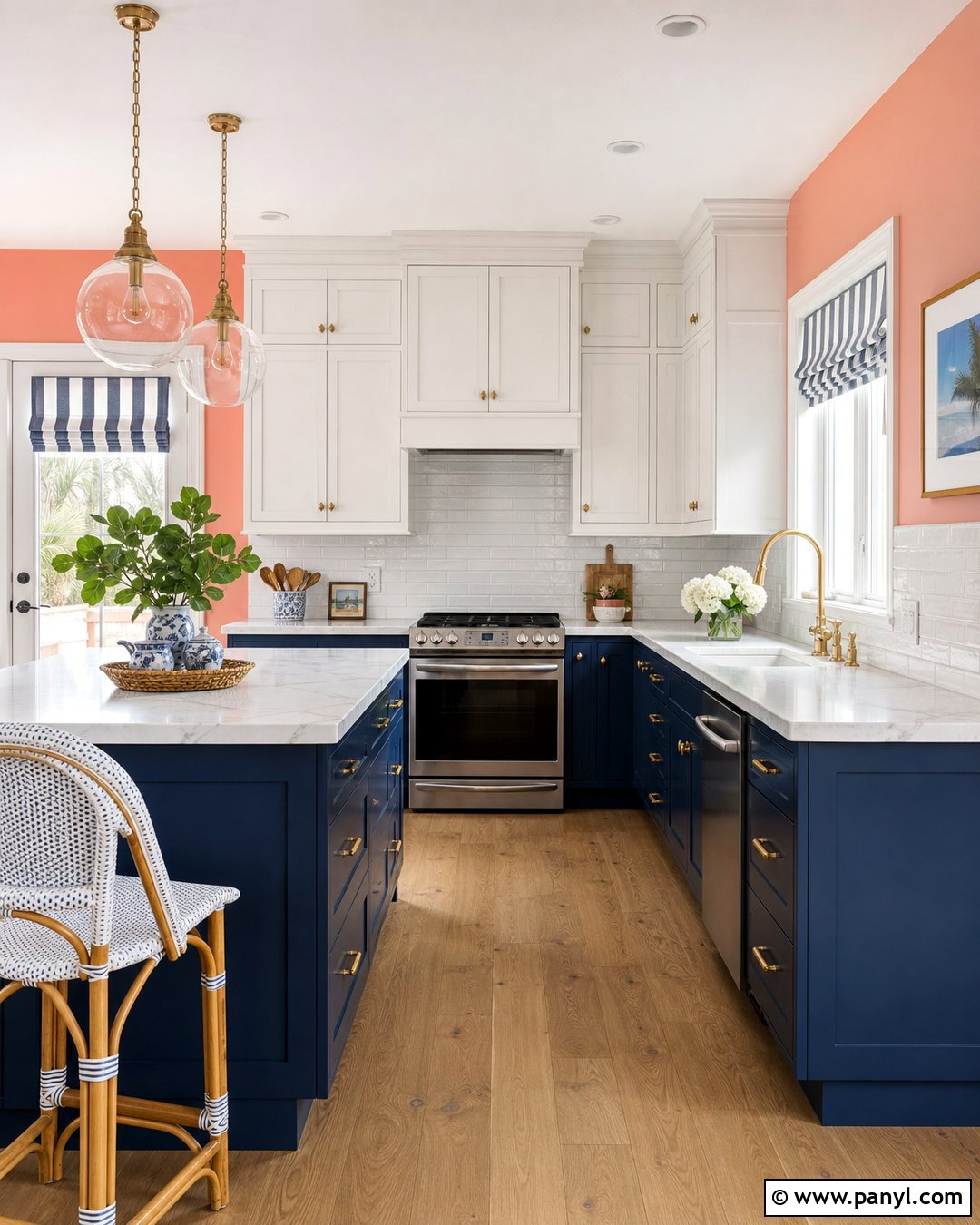Light Coral Walls With Navy Blue Cabinets - 20 Light Coral Kitchen Walls