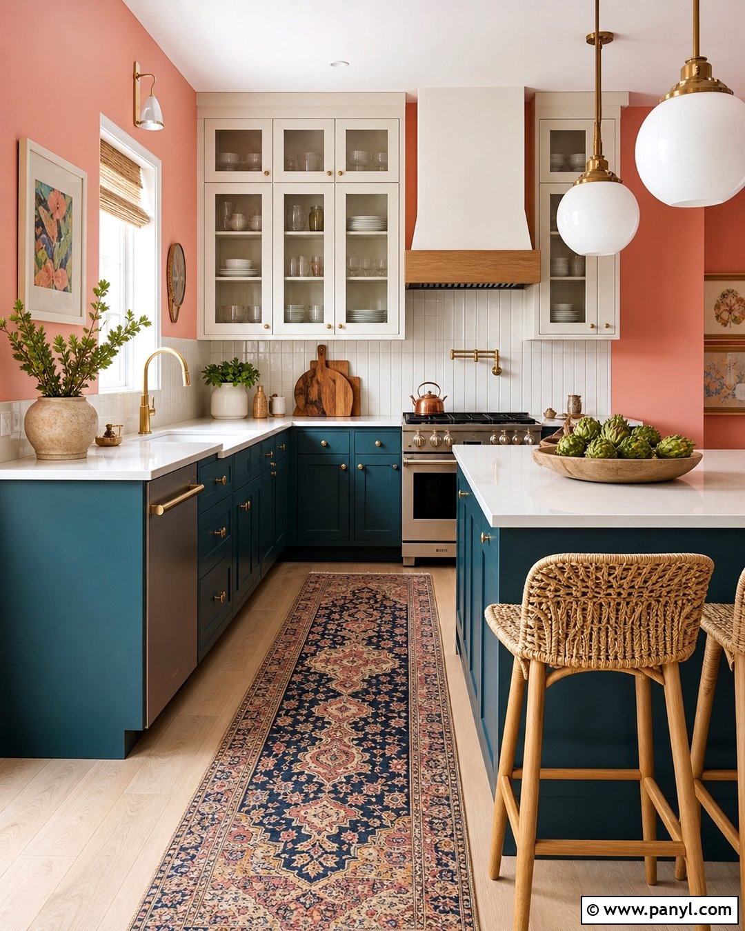 Light Coral Walls With Teal Cabinets - 20 Light Coral Kitchen Walls