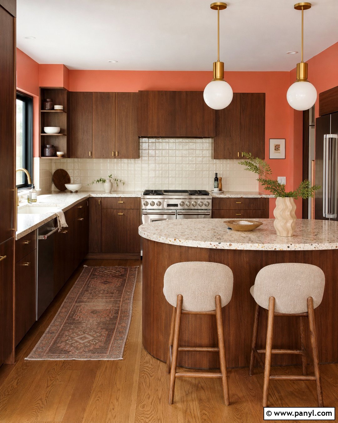 Light Coral Walls With Walnut Cabinets - 20 Light Coral Kitchen Walls