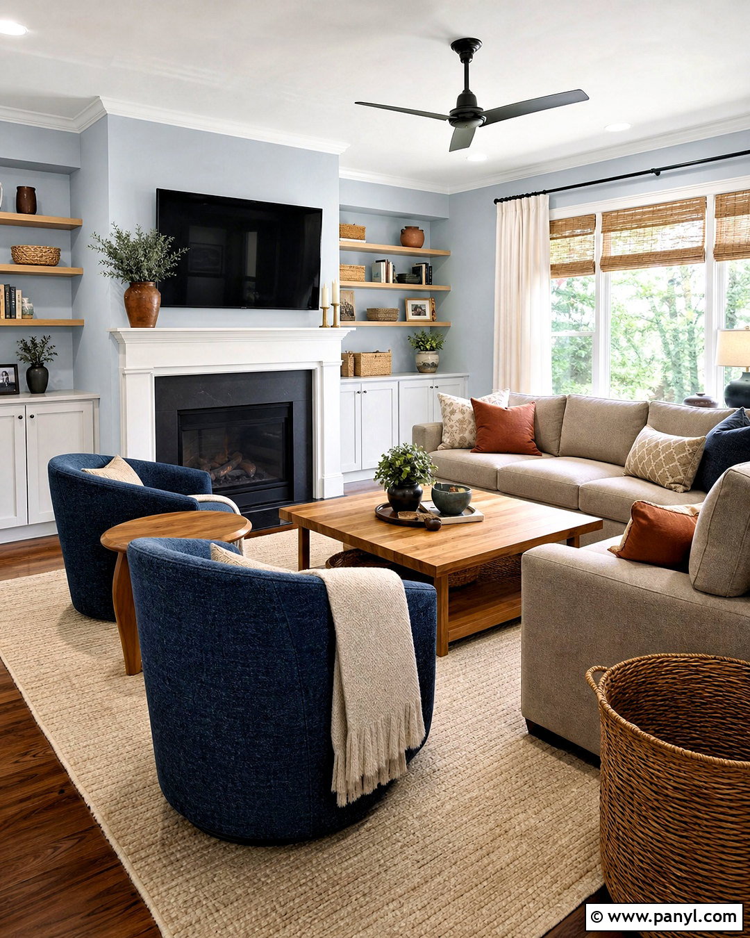 Light Drizzle Baby Blue Family Room - 20 baby blue paint colors