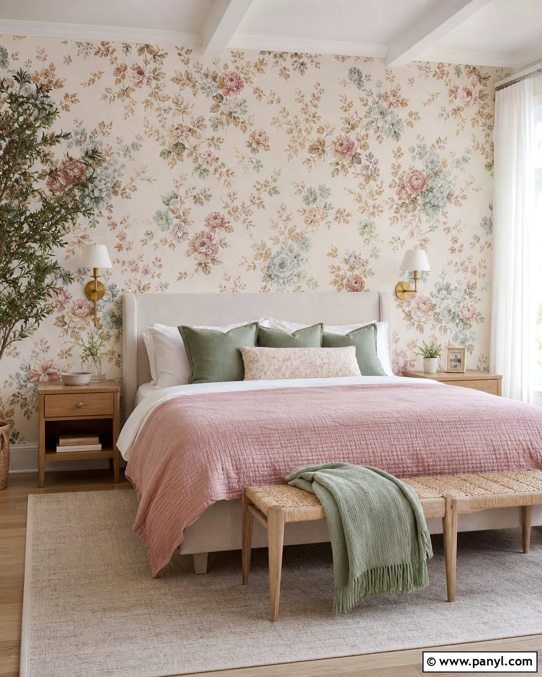 Light Floral Wallpaper Accent Wall - 25 Light Accent Wall Ideas