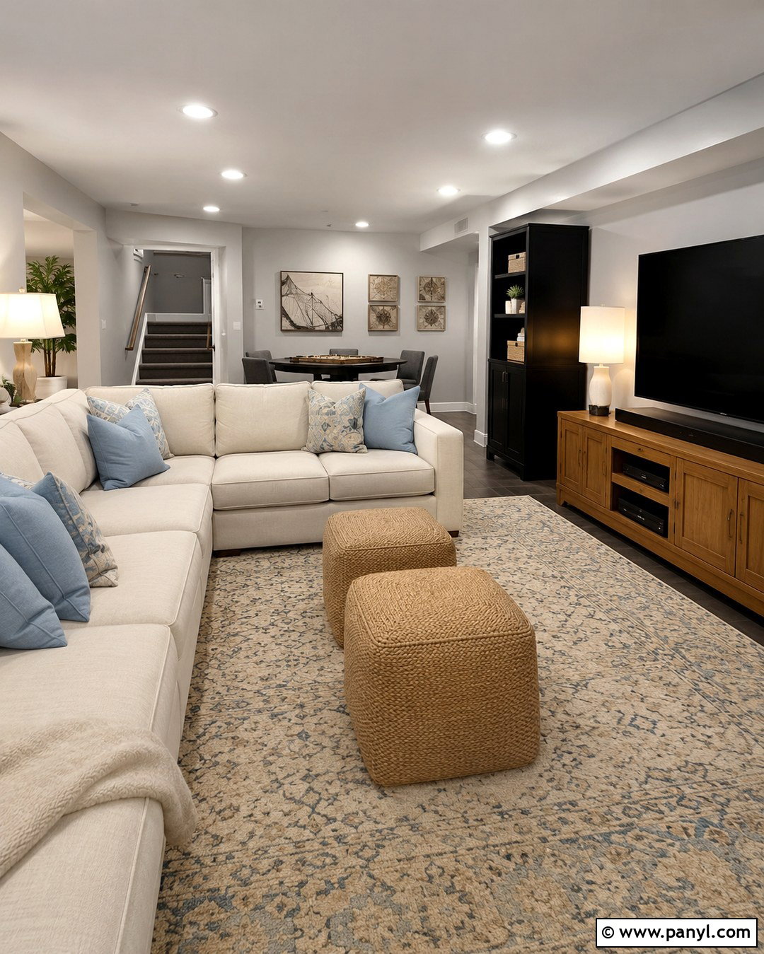 Light French Gray Basement Family Room - 20 Light French Gray Walls