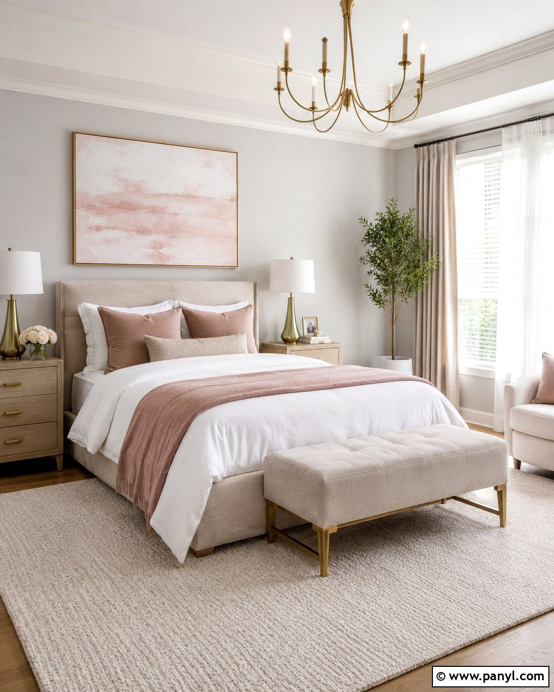 Light French Gray Bedroom With Blush Decor - 20 Light French Gray Walls