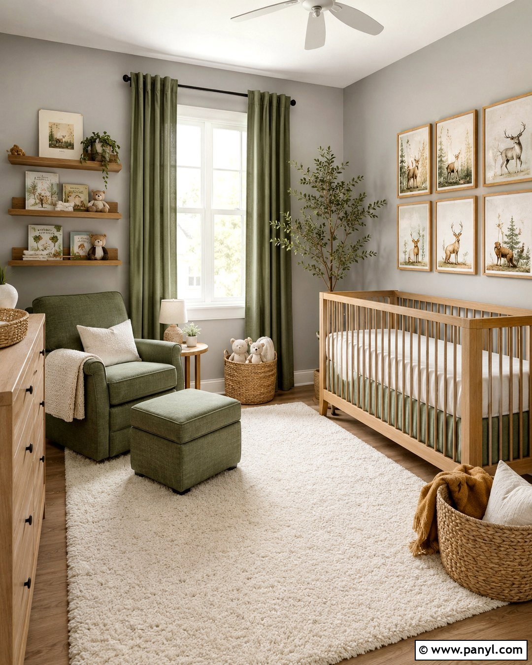 Light French Gray Nursery With Sage Green - 20 Light French Gray Walls