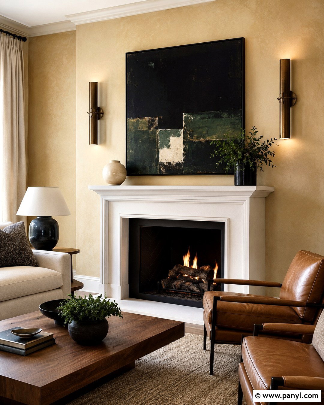 Light Gold Wall Paint Behind A Fireplace - 20 Light Gold Wall Paint Ideas