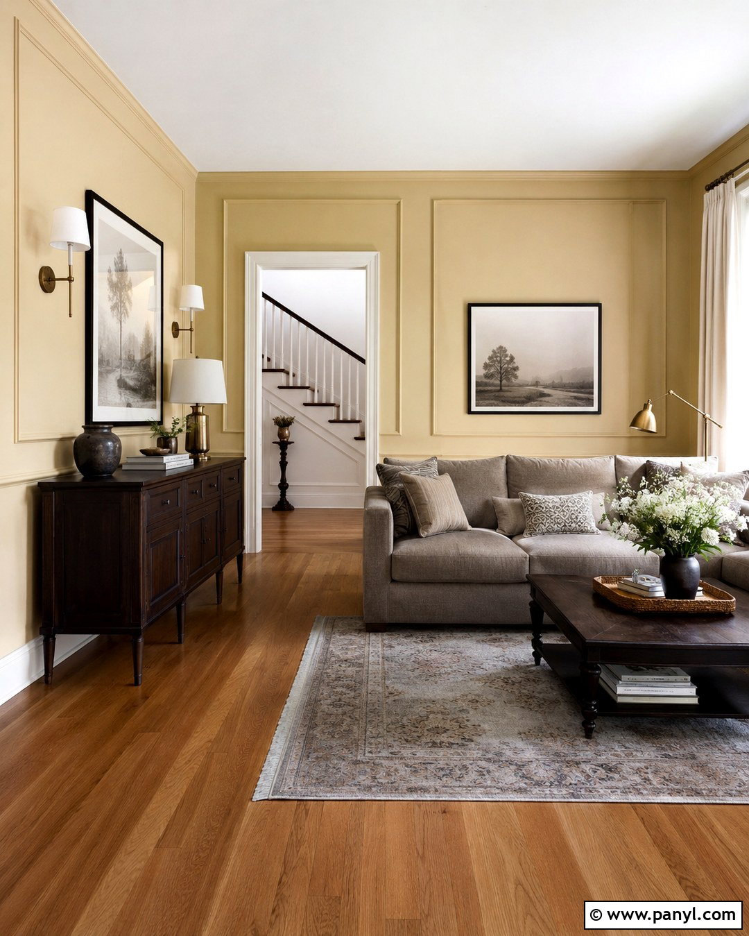 Light Gold Wall Paint With Picture Molding - 20 Light Gold Wall Paint Ideas