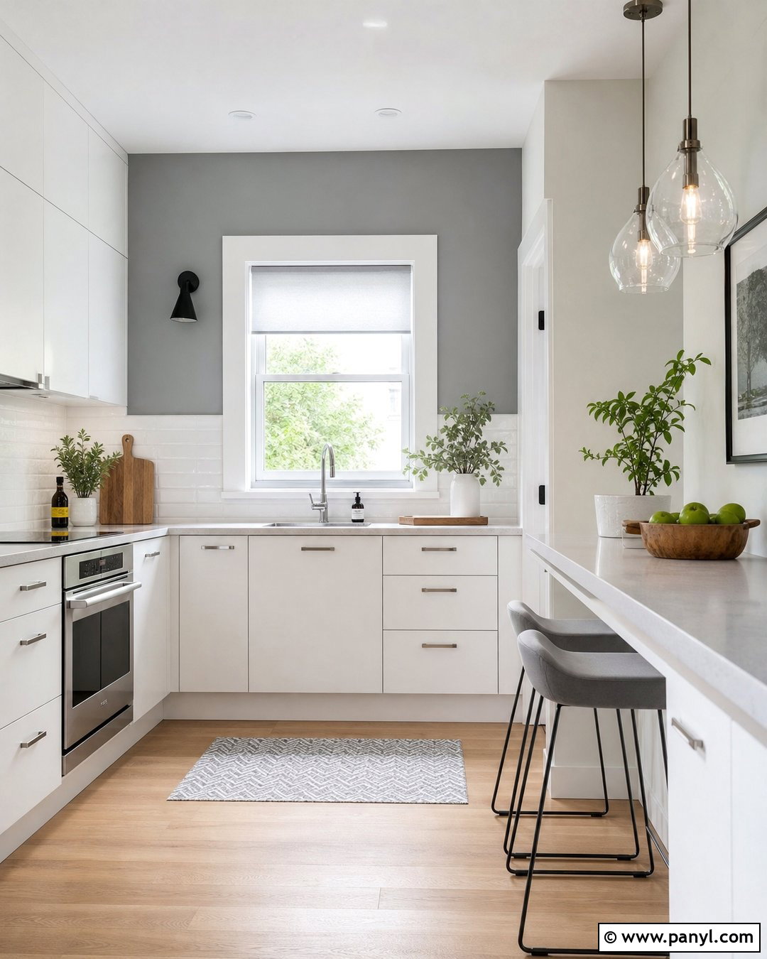 Light Gray Accent Wall In A Small Kitchen - 20 Modern Kitchen With Gray Accent Wall Ideas