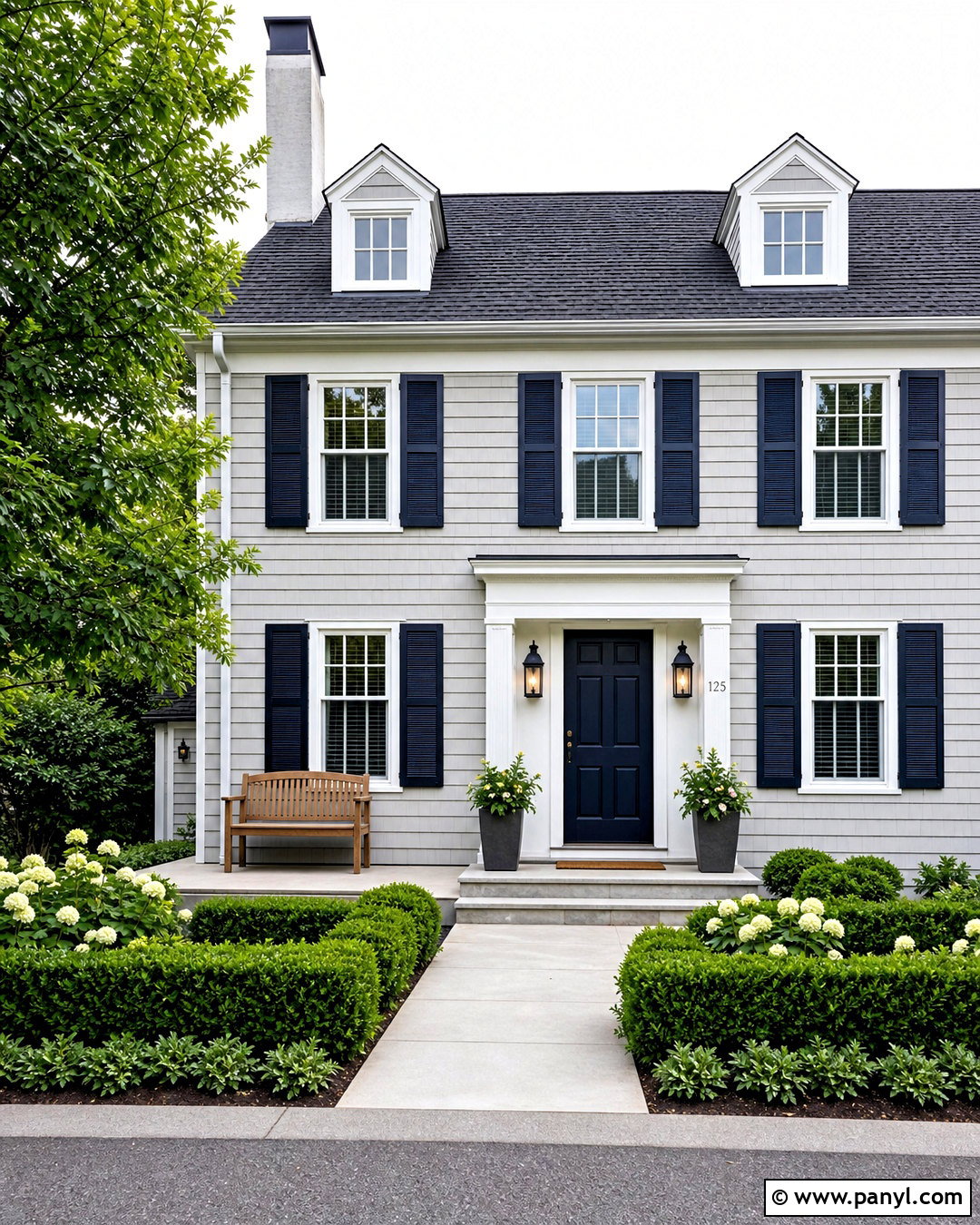 Light Gray And Navy Exterior Color Combination - 20 home outer colour combination ideas