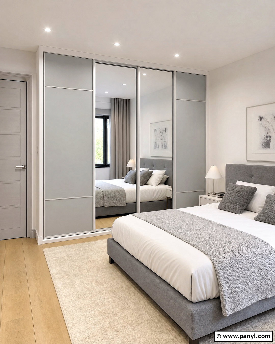 Light Gray And White Mirrored Bedroom Cupboards - 20 bedroom cupboards colour combination ideas