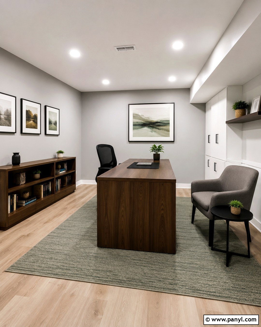 Light Gray Basement Home Office - 20 Light Gray Basement Walls
