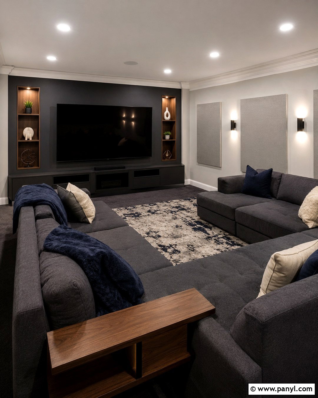 Light Gray Basement TV Room - 20 Light Gray Basement Walls