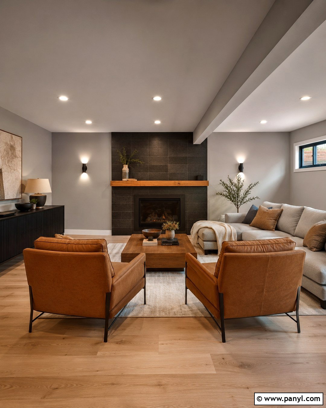 Light Gray Basement With Charcoal Fireplace - 20 Light Gray Basement Walls