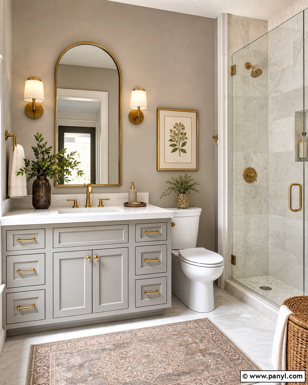 Light Gray Bathroom With Brass Hardware - 20 light gray bathroom ideas