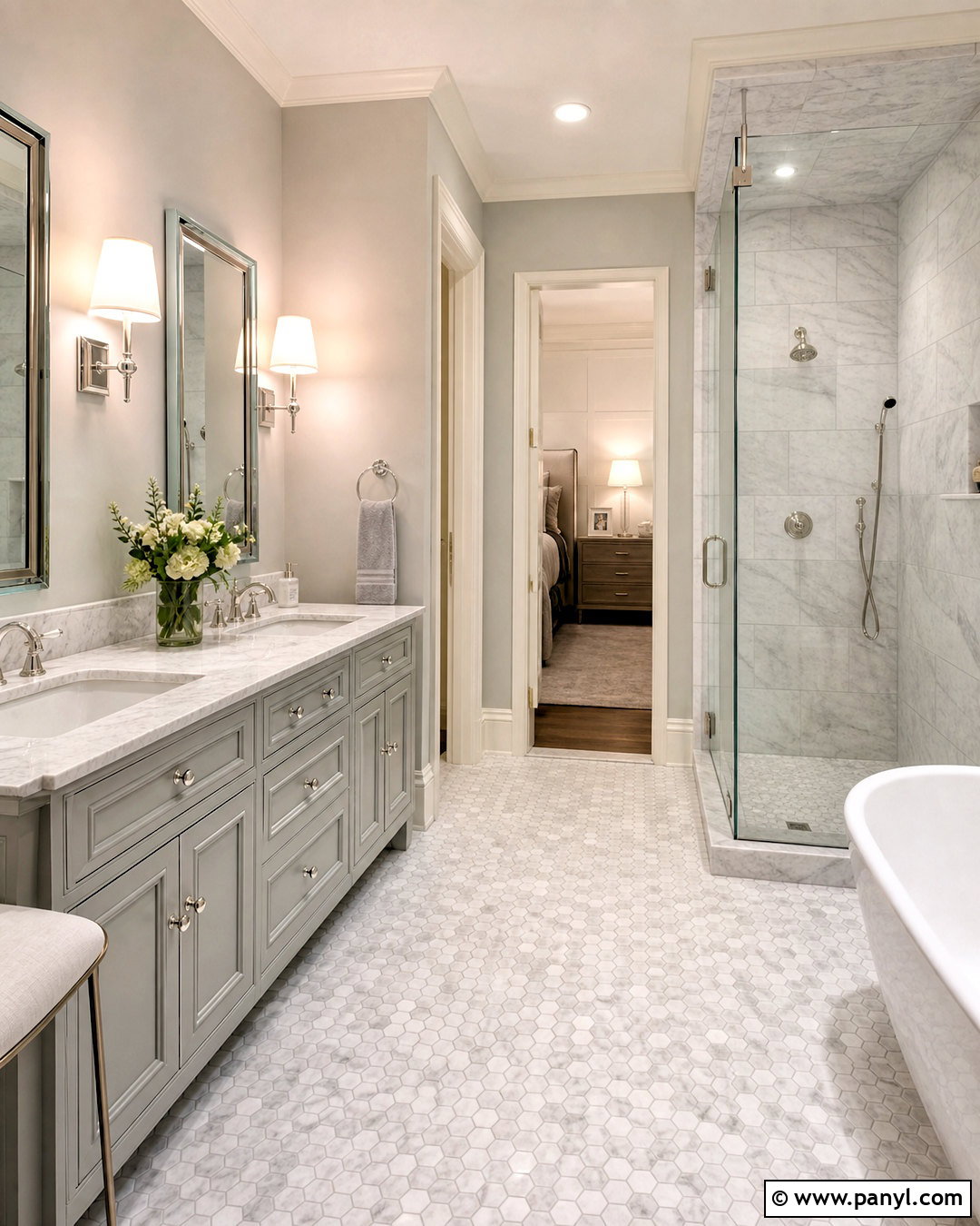 Light Gray Bathroom With Marble Tile - 20 light gray bathroom ideas