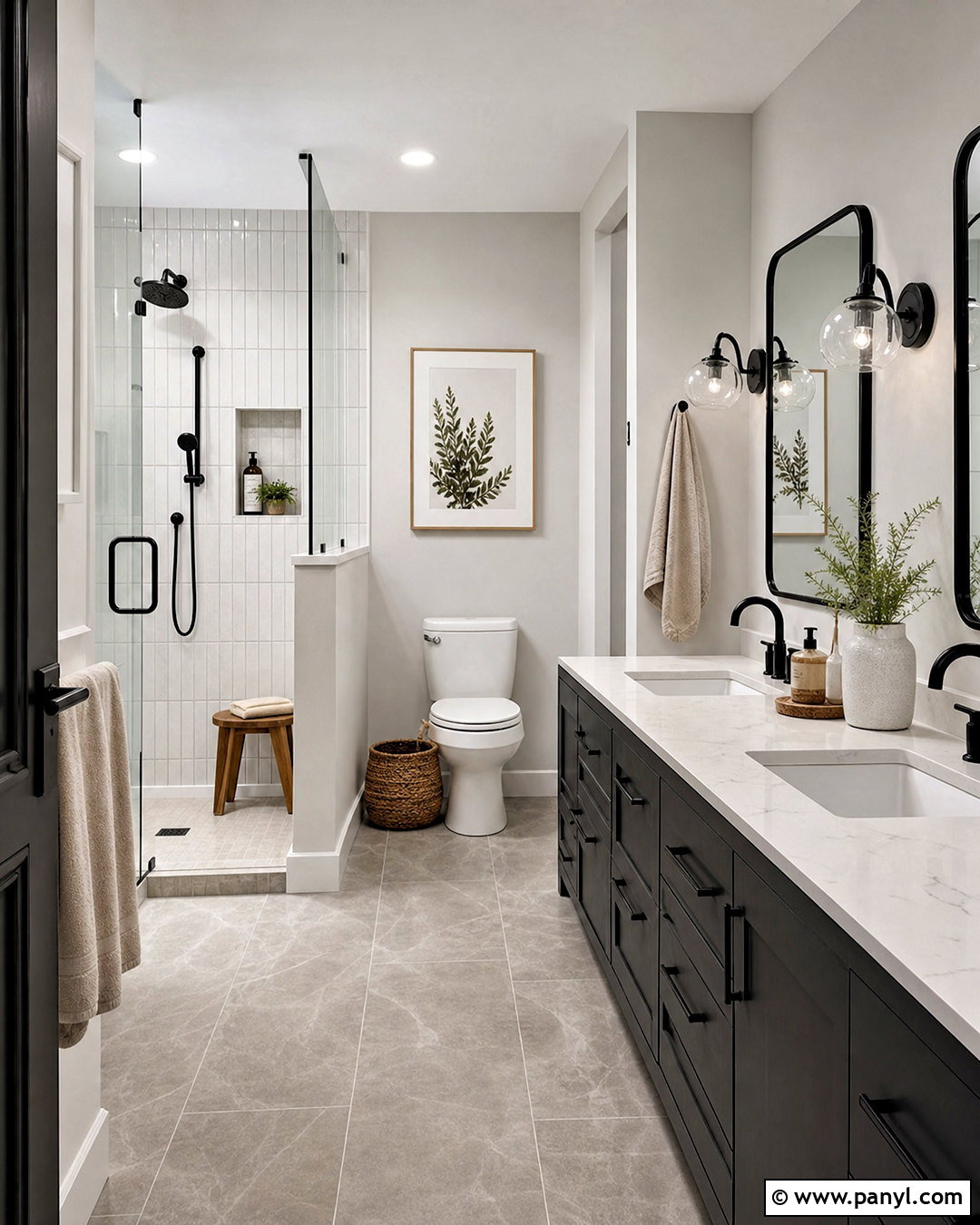 Light Gray Bathroom With Matte Black - 20 light gray room ideas