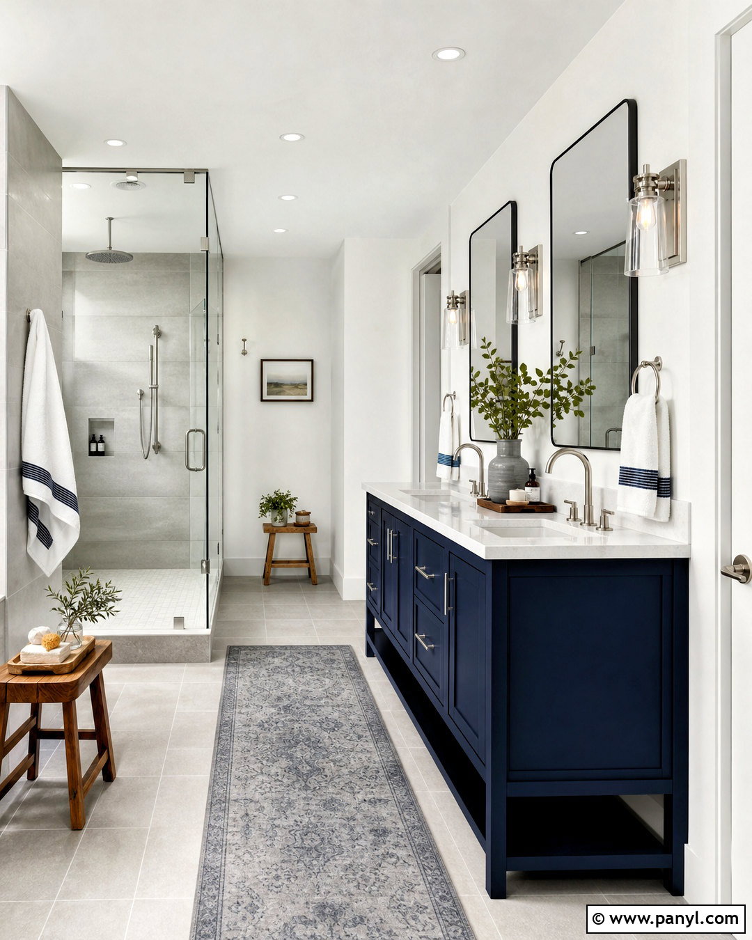 Light Gray Bathroom With Navy Vanity - 20 light gray bathroom ideas
