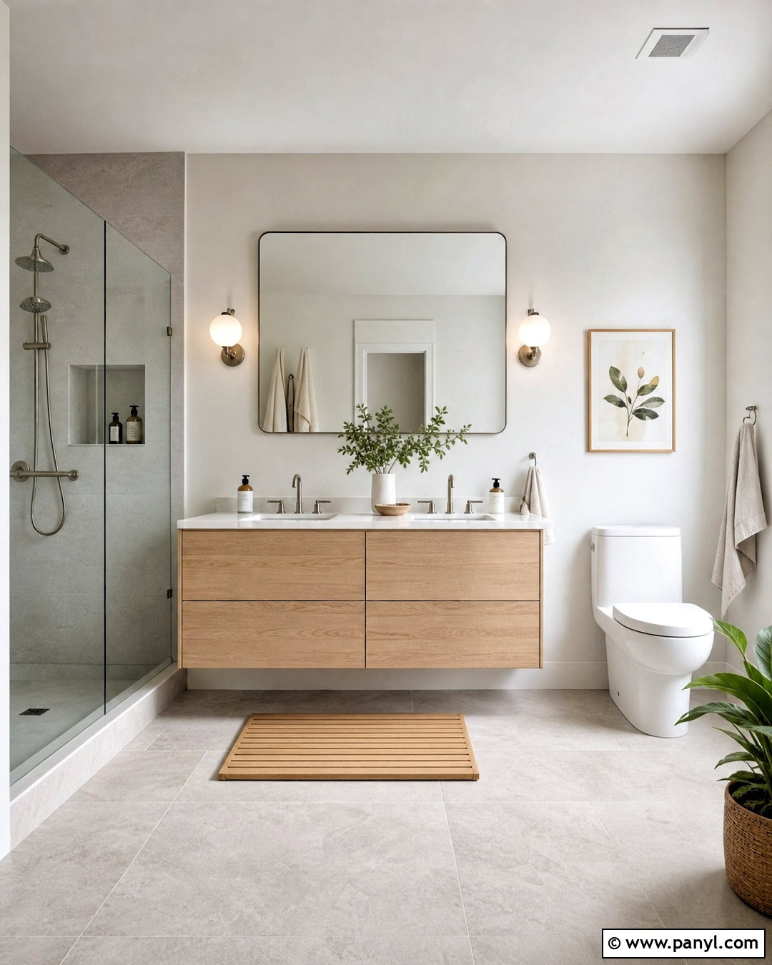 Light Gray Bathroom With Oak Vanity - 20 light gray bathroom ideas