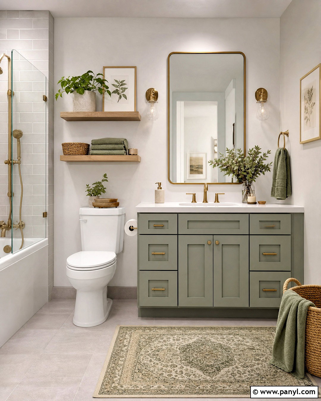 Light Gray Bathroom With Sage Green Accents - 20 light gray bathroom ideas