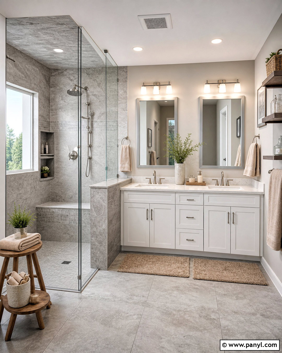 Light Gray Bathroom With Walk-In Shower - 20 light gray bathroom ideas
