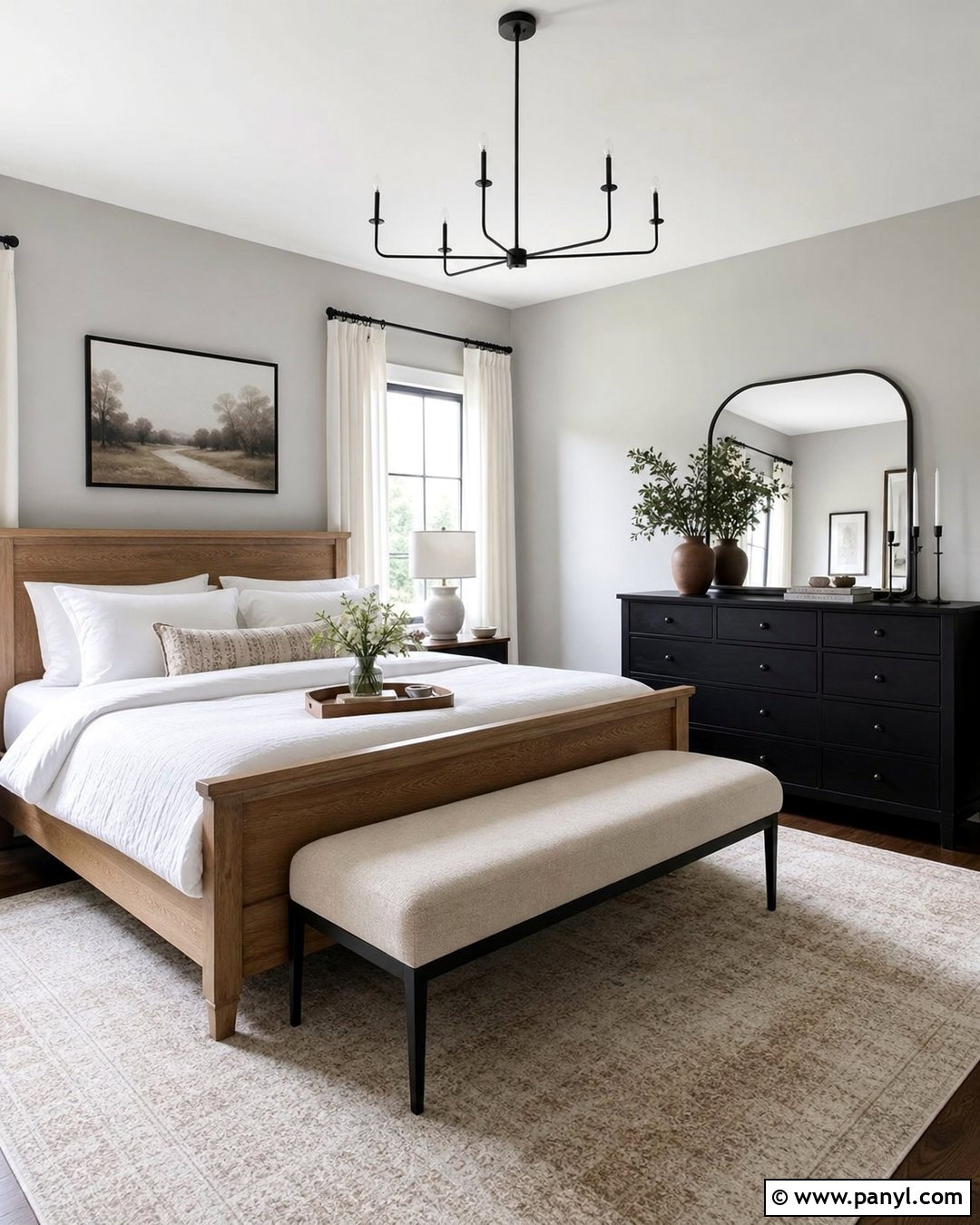 Light Gray Bedroom With Black Dresser - 20 Light Gray Walls With Black Furniture Ideas