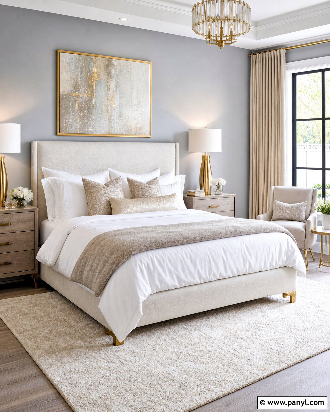 Light Gray Bedroom With Gold Accents - 20 light gray walls bedroom ideas