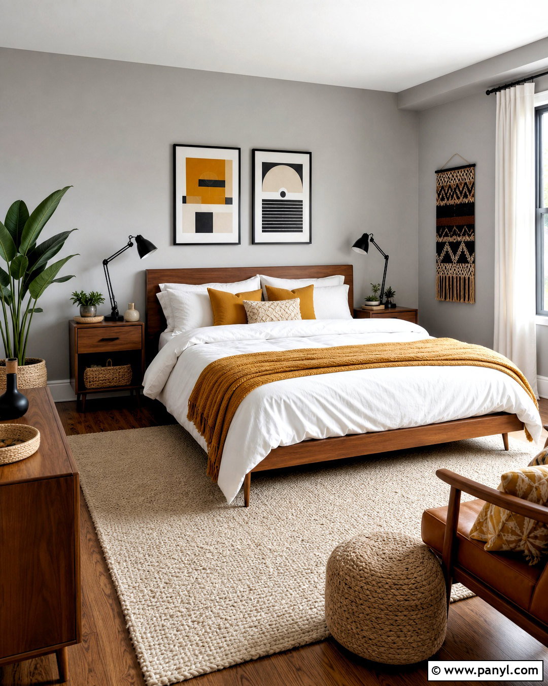 Light Gray Bedroom With Mustard Yellow Accents - 20 light gray walls bedroom ideas