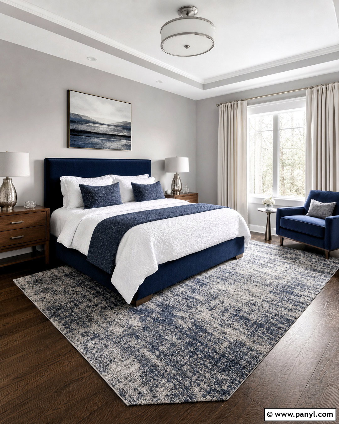 Light Gray Bedroom With Navy Blue Accents - 20 light gray walls bedroom ideas