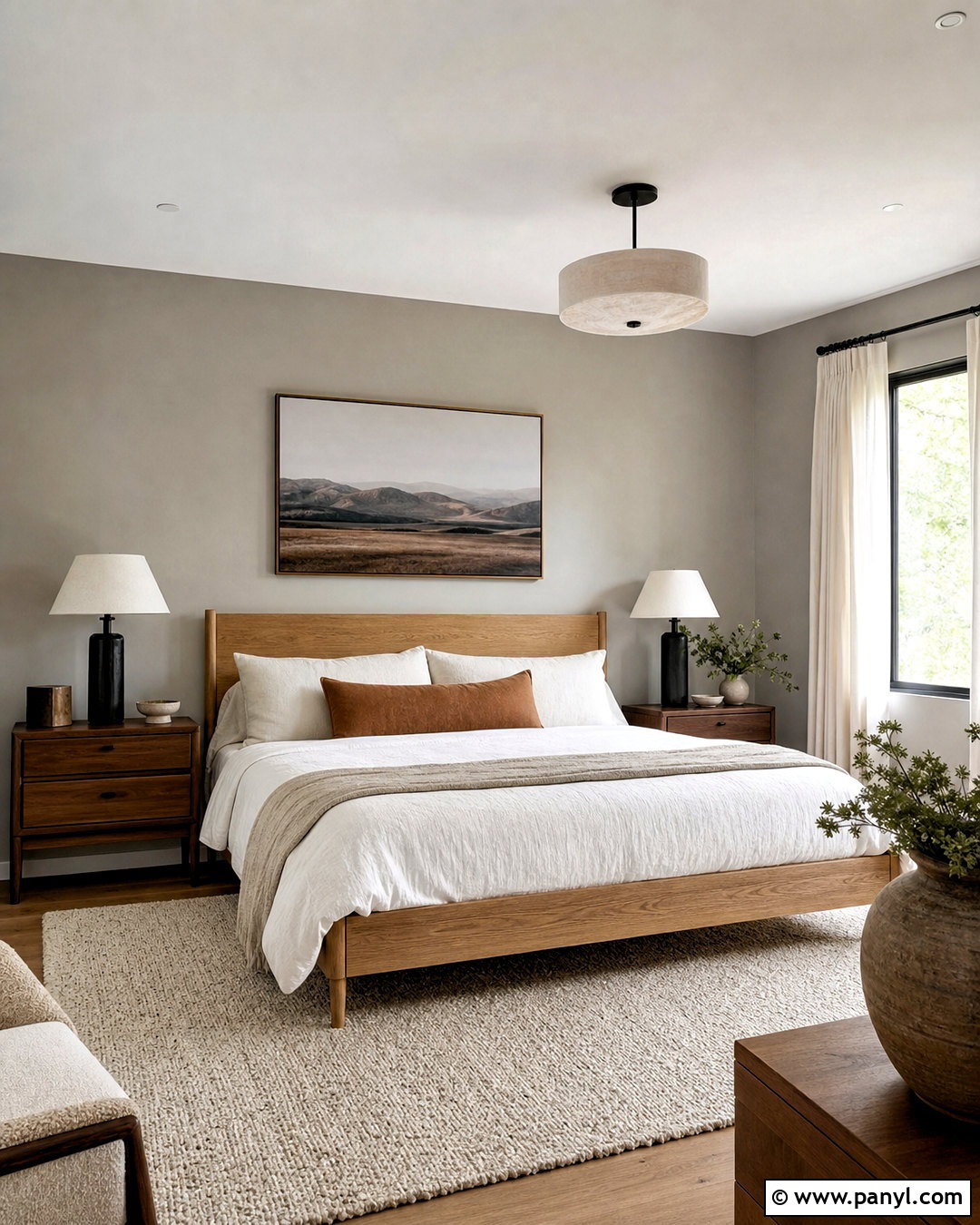 Light Gray Bedroom With Warm Wood Furniture - 20 light gray walls bedroom ideas
