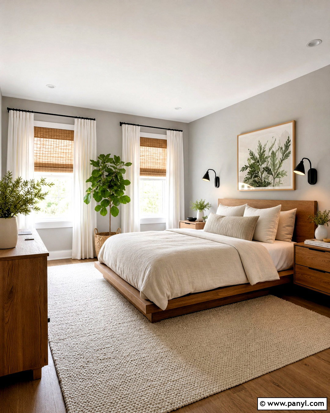 Light Gray Bedroom With Warm Wood - 20 light gray bedroom ideas
