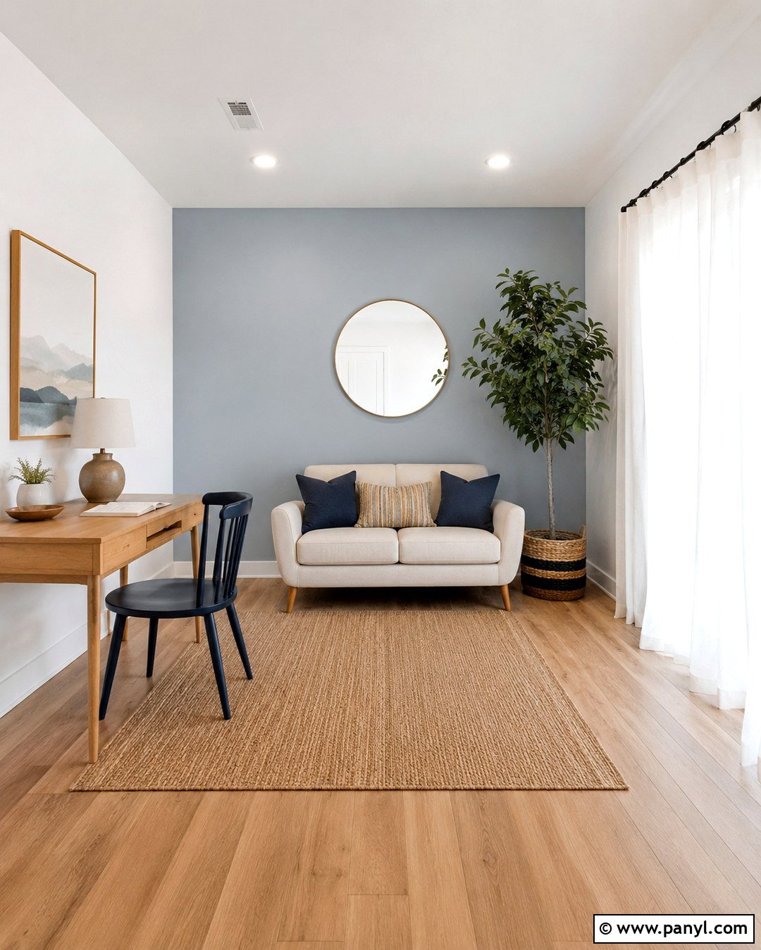 Light Gray Blue Accent Wall In A Small Room - 20 Gray Blue Accent Wall Ideas