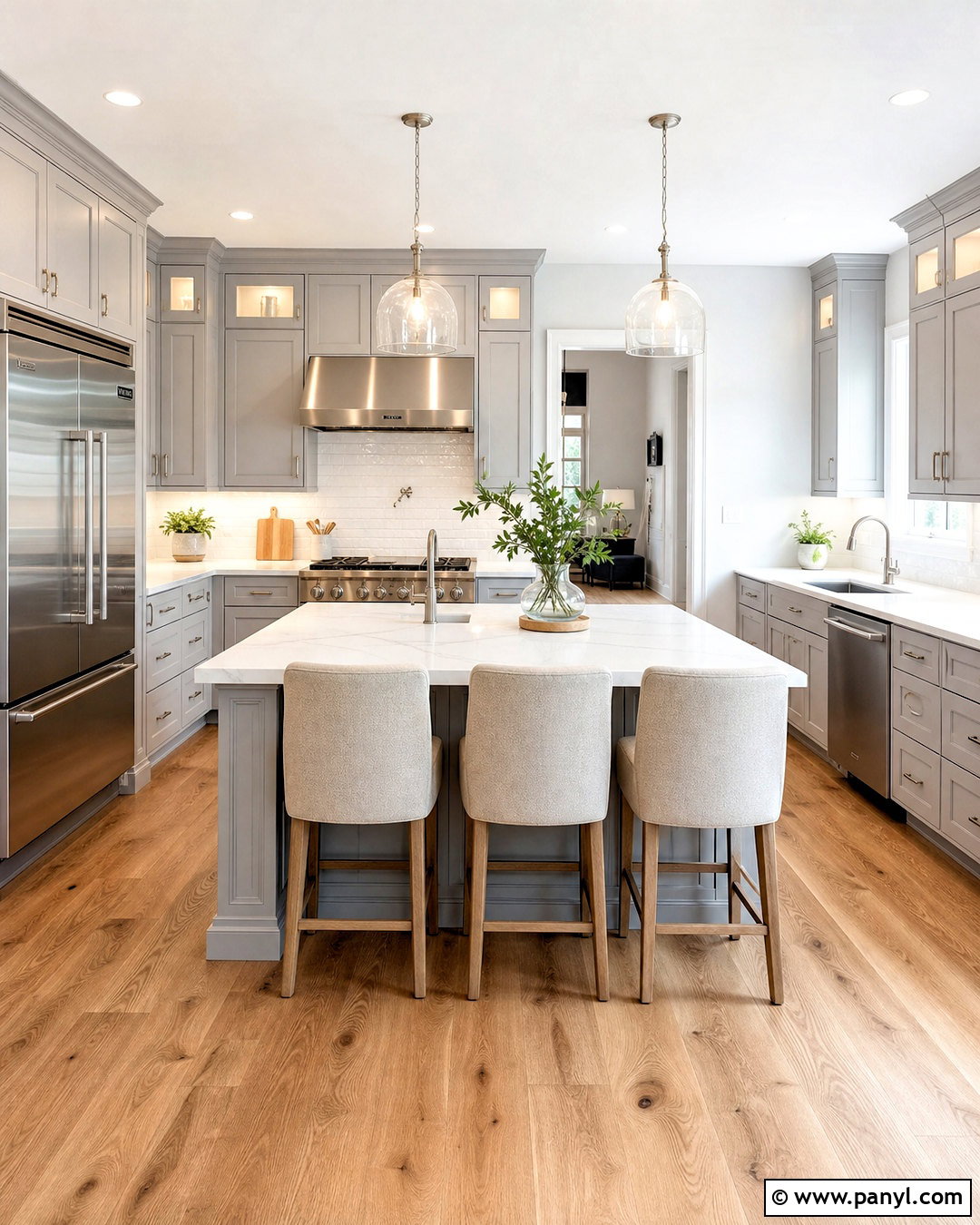 Light Gray Cabinets With White Quartz - 20 kitchens with gray cabinets