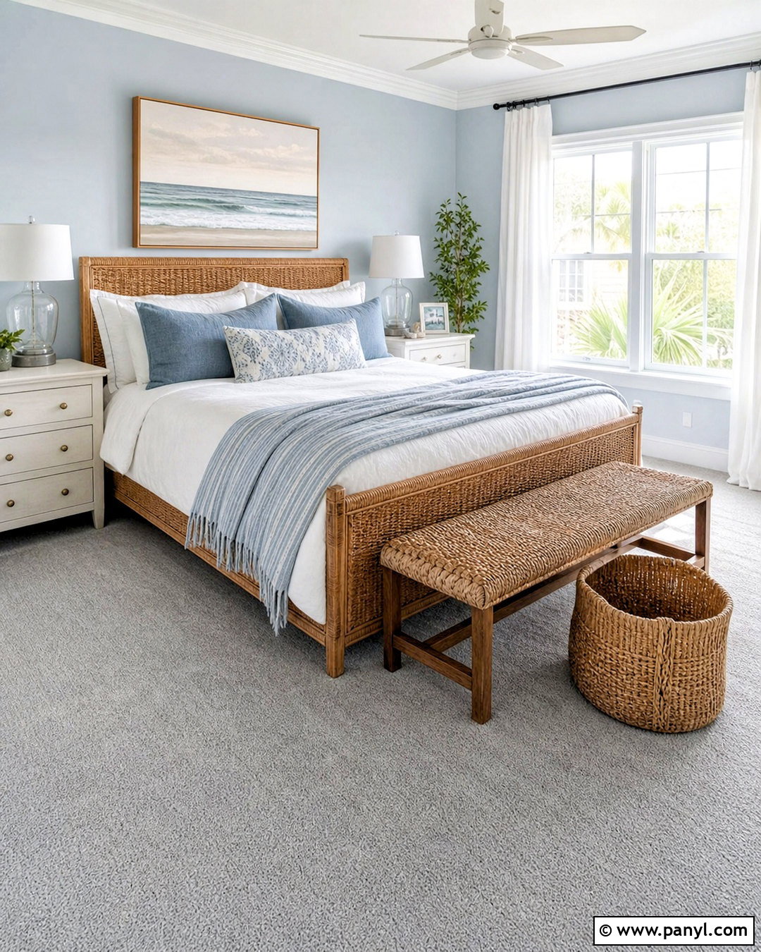 Light Gray Carpet Coastal Bedroom - 20 gray carpet bedroom ideas